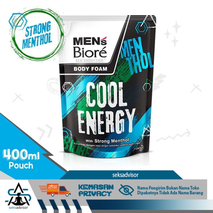 MENS BIORE BODY FOAM COOL ENERGY. MEN BIORE SABUN MANDI - 450 ML AMPUH