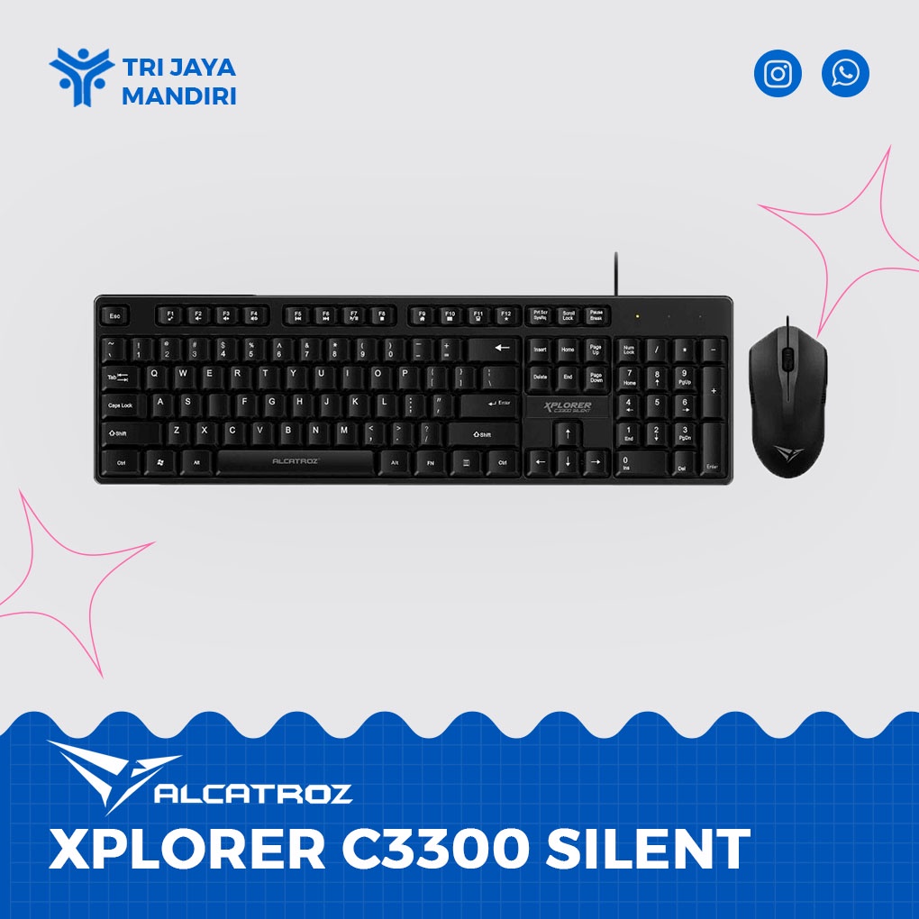 Mouse Keyboard Alcatroz Xplorer C3300 Silent Click USB Kabel