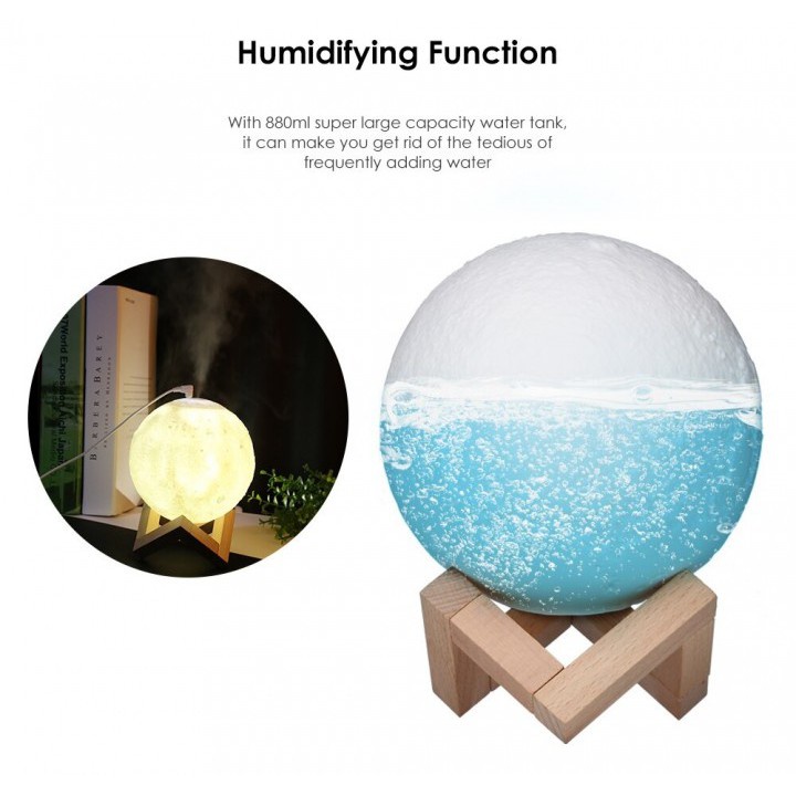 Moon Lamp Humidifier - 880ml Water Tank with Changing LED Night Light