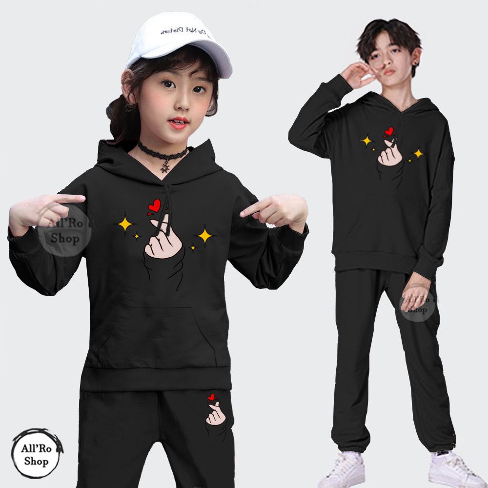 Setelan Olahraga Anak Remaja ABG Unisex Baju Olahraga Senam Jogging Lari Sepeda Lengan Panjang Celana Panjang Oneset Baju Training Topi Hoodie ARS 98