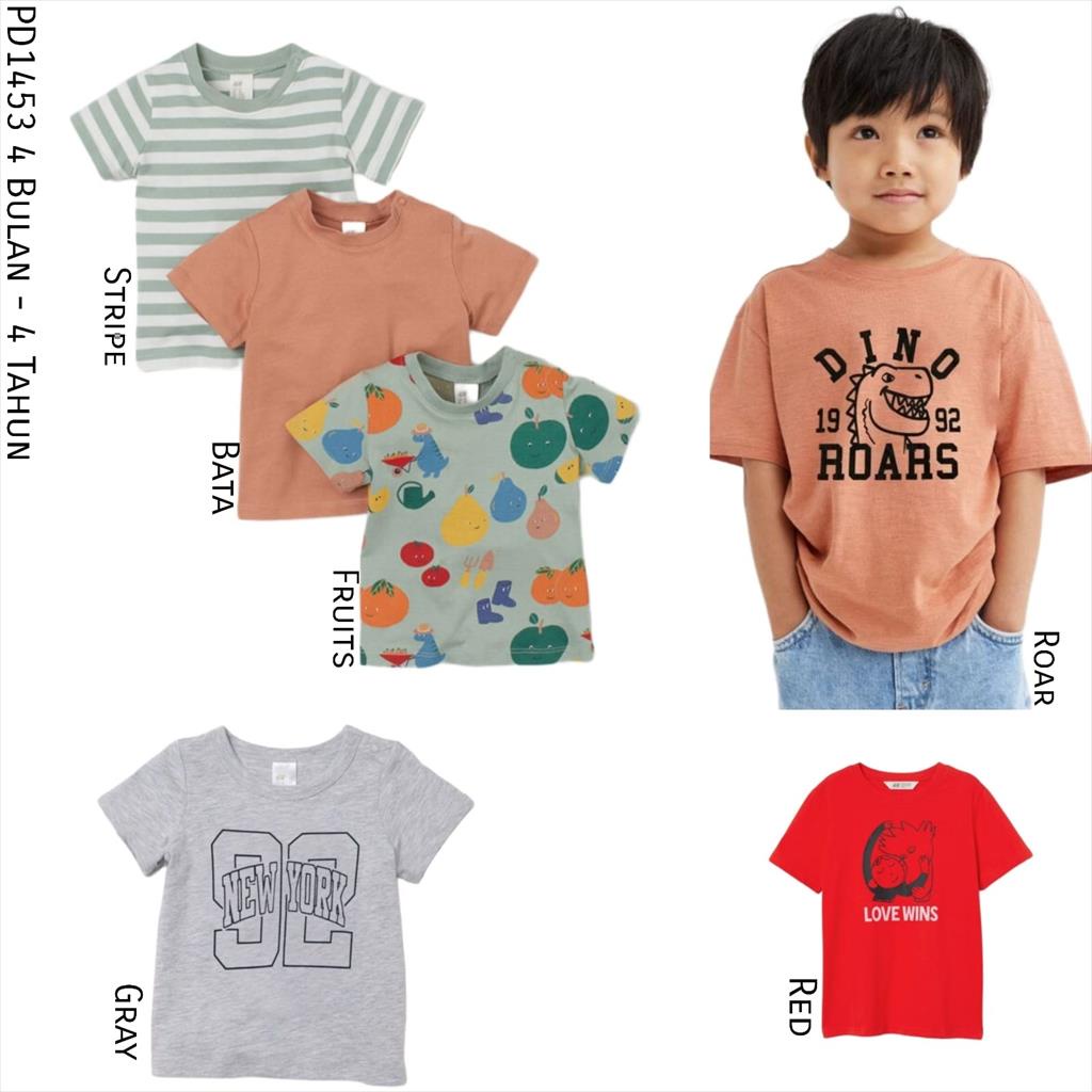PD1453 Hm Tee Kaos Anak Lengan Pendek Baby Anak Cowok Laki Laki Fruits Roar