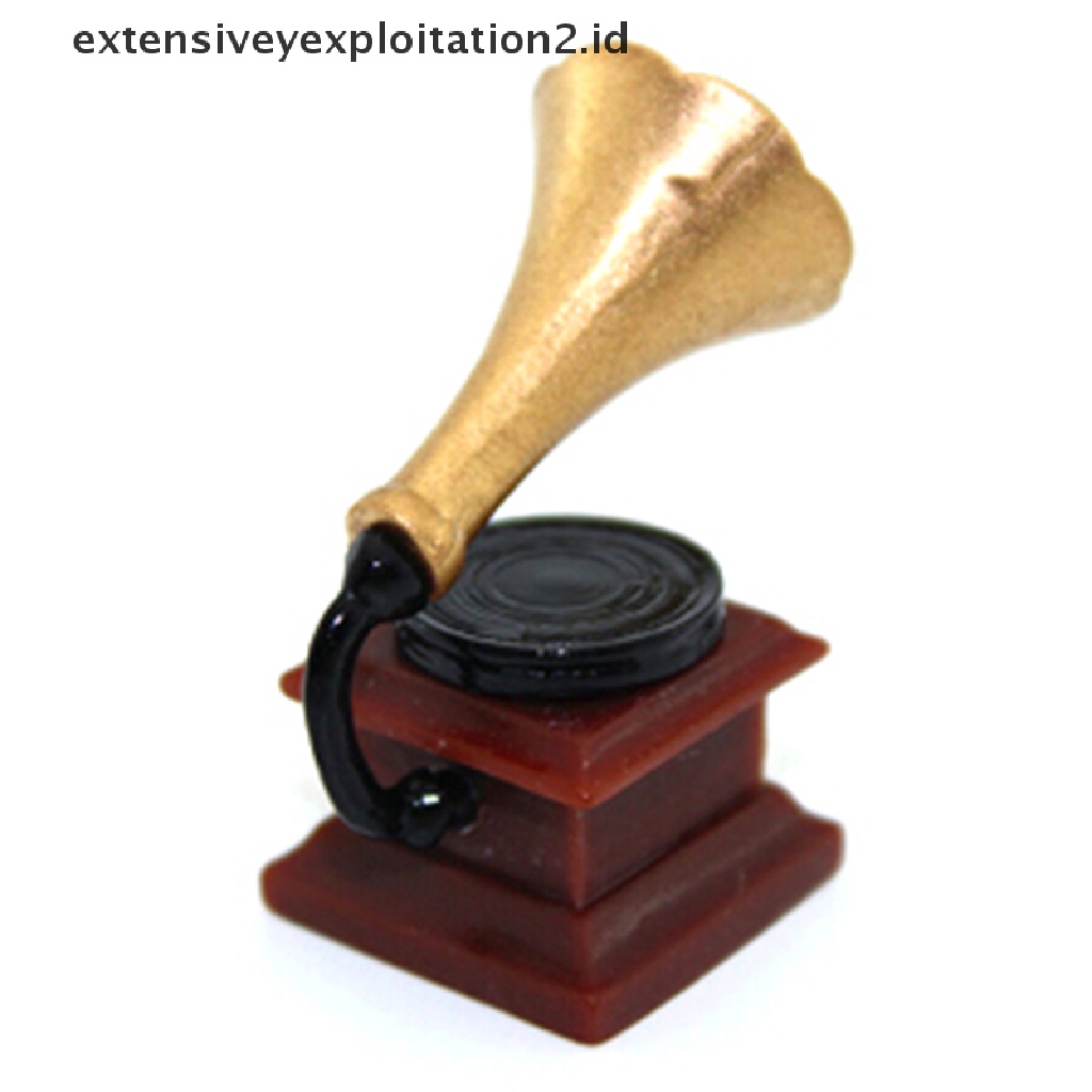 Mainan Miniatur phonograph retro Skala 1: 12 Untuk Dekorasi Rumah Boneka diy  .