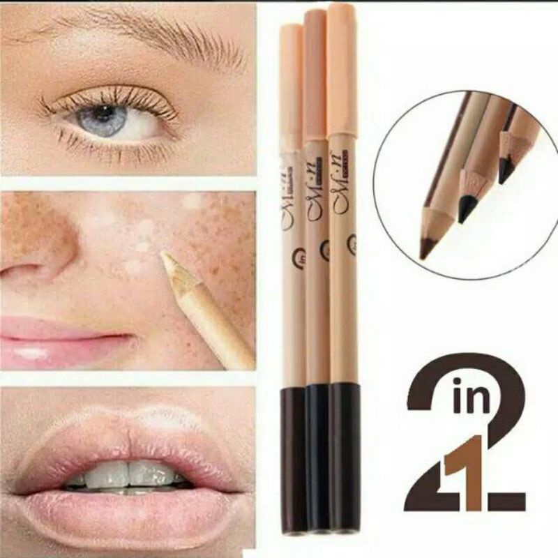 Menow Pensil Alis Brown 2in1 - Pensil alis+conclear