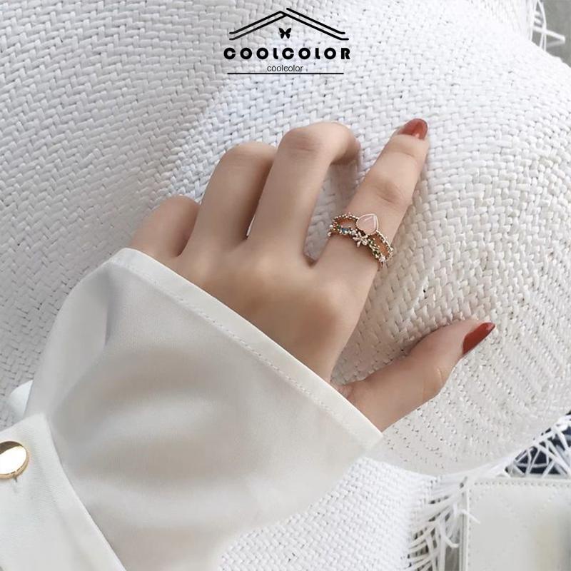 COD❤️Cincin Hat Pembukaan Dapat Disesuaikan  Cahaya Mewah Manis Cincin Wanita- cl