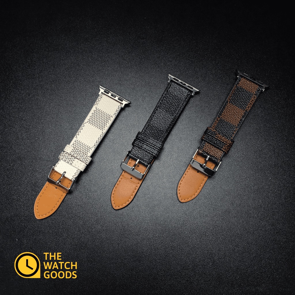 [PREMIUM QUALITY] LV Leather Smartwatch Strap 38mm 40mm 42mm 44mm | Grade A LV Leather | Strap Apple Watch Series 8 7 6 5 4 3 2 1 Gen 1
