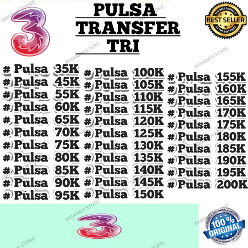 PULSA TRI / PULSA TRI TRANSFER / PULSA TRANSFER 35K SAMPAI 105K