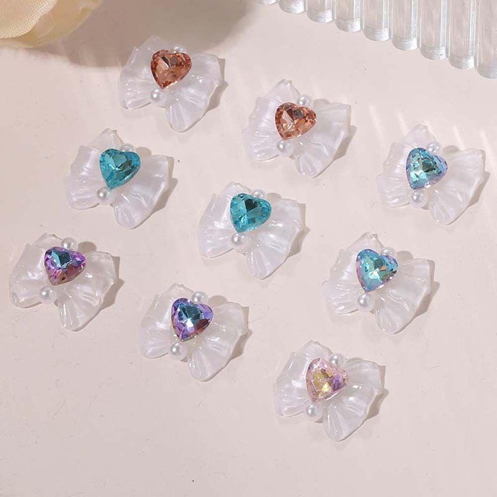 Mxbeauty Bow Nail Art Dekorasi Wanita Jepang Manicure Aksesoris Nail Drills Hiasan Kuku Hati Nail Art Dekorasi
