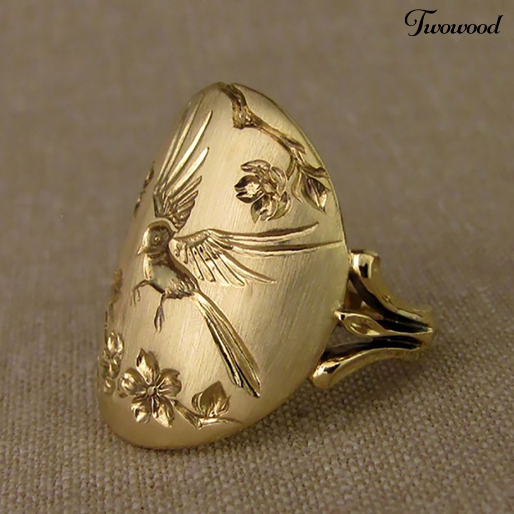 Cincin Tunangan Desain Burung Dan Bunga Gaya Vintage Untuk Wanita