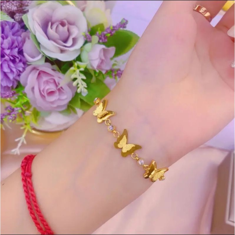 gelang serut titanium fashion kupu