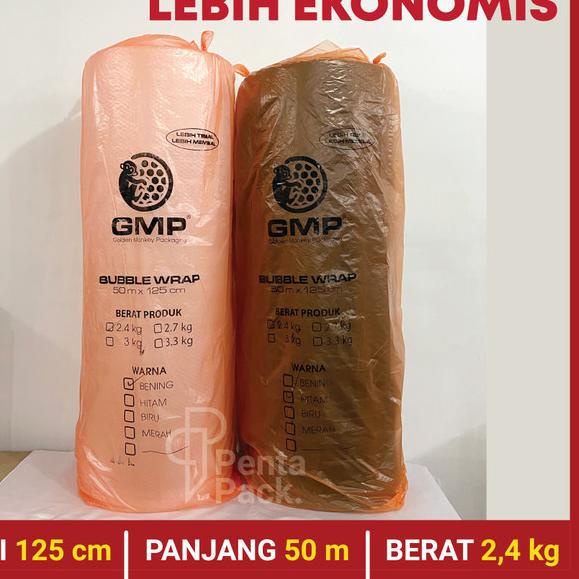 

Bubble Wrap GMP 125 cm X 50 m (Putih/Hitam) Berat 2,4 kg - Bening