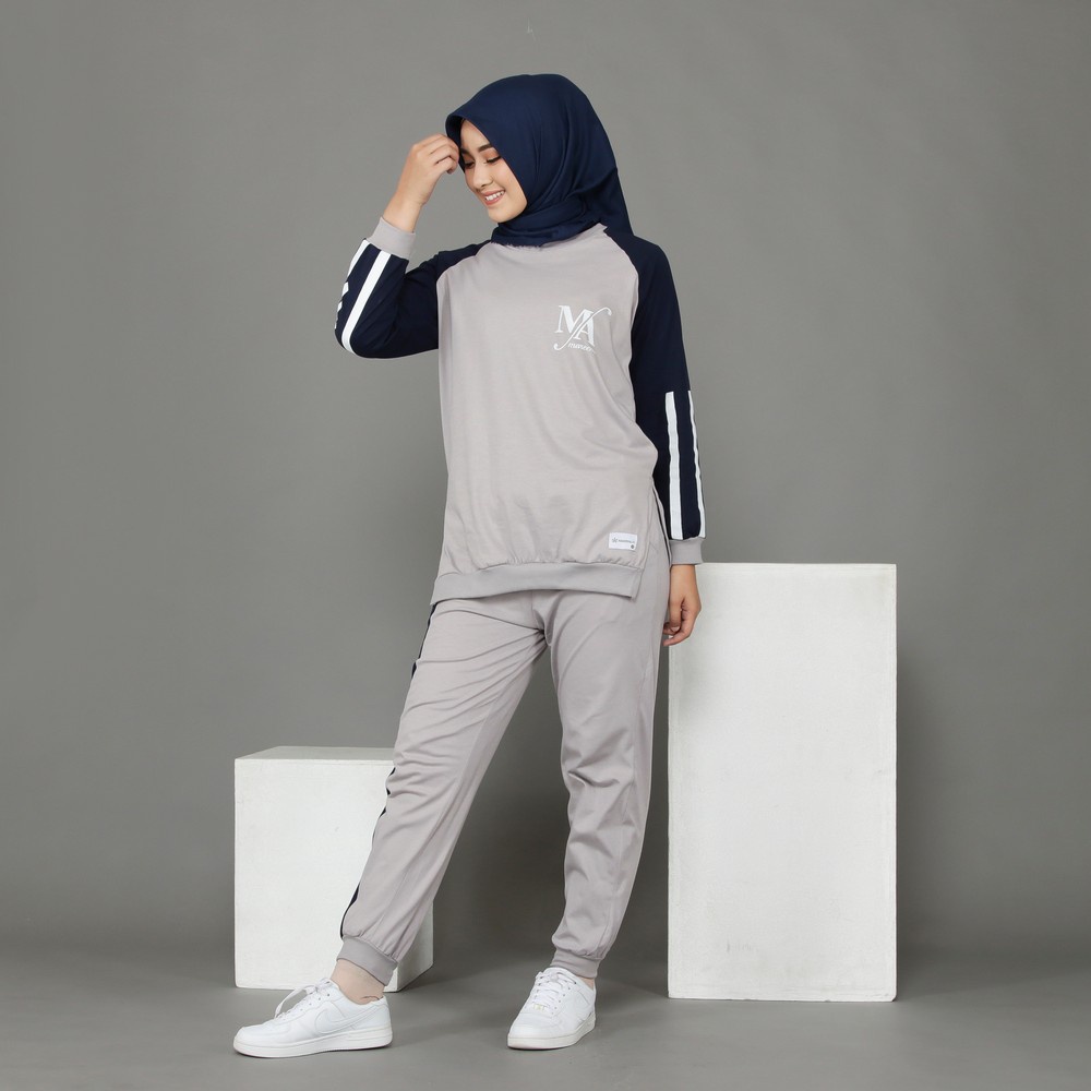 Setelan Baju Olahraga Senam Aerobik Gowes Sepeda Fitness Yoga Zumba Wanita Muslimah Kualitas Premium