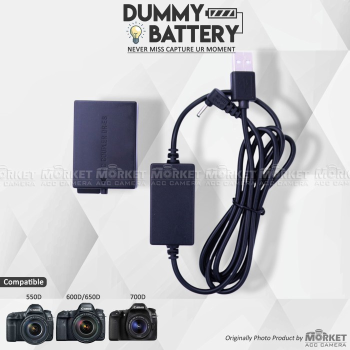 Battery Dummy LP-E8 USB for Canon (EOS 550D, 600D, 650D, 700D, X4)
