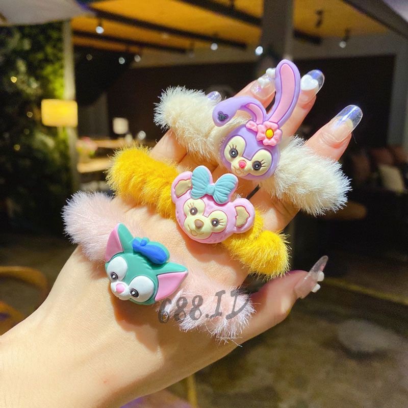Ikat Rambut Bulu Halus Tebal Karakter Kartun Kunciran Fashion Lucu Wanita Korea Anak Perempuan Cewek KCR 11
