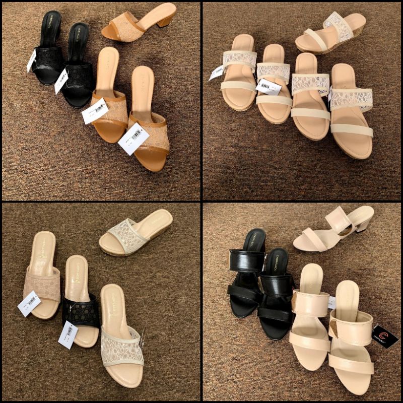 HEELS WANITA SELOP HAK TAHU BRANDED CHERYL&CO ORIGINAL