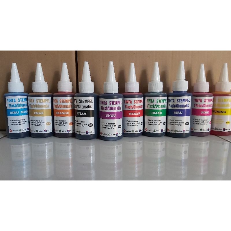 

TINTA STEMPEL WARNA/FLASH 100ML ALL VARIANT WARNA BEST QUALITY (MEDIA KERTAS)