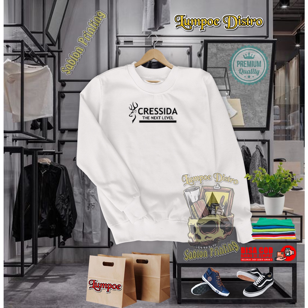 Sweater Cressida Quality Black Premium Baju Tshirt Lengan Panjang Tebal Crewneck Branded Original Ke