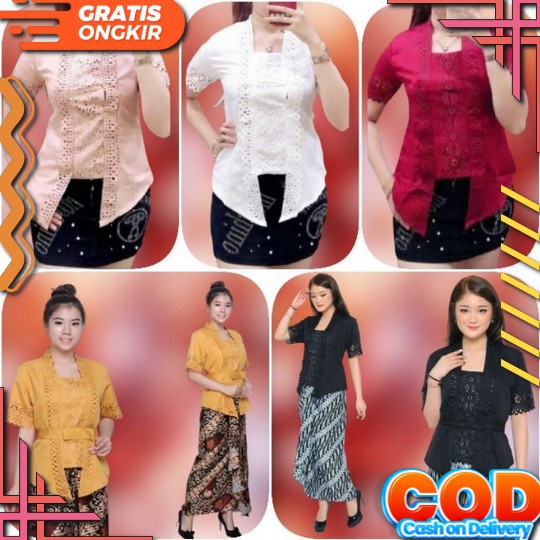 ➾ Indah Kebaya Putih Kutubaru Tunik Modern Lengan Panjang Bordir Senada Katun Paris Kebaya Wisuda Ke