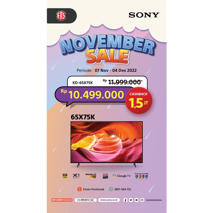 SONY BRAVIA 65X75K LED 4K UHD TV 65 INCH KD-65X75K / KD 65X75K / KD65X75K