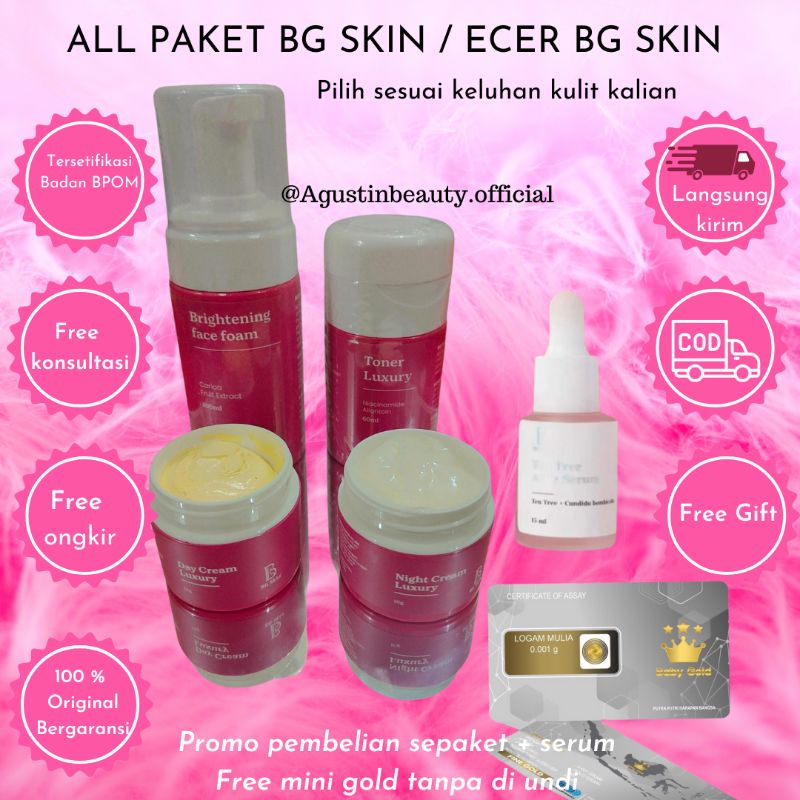 Jual All paket bg skin / bg skincare / bg skin whitening lux /bg skin ...