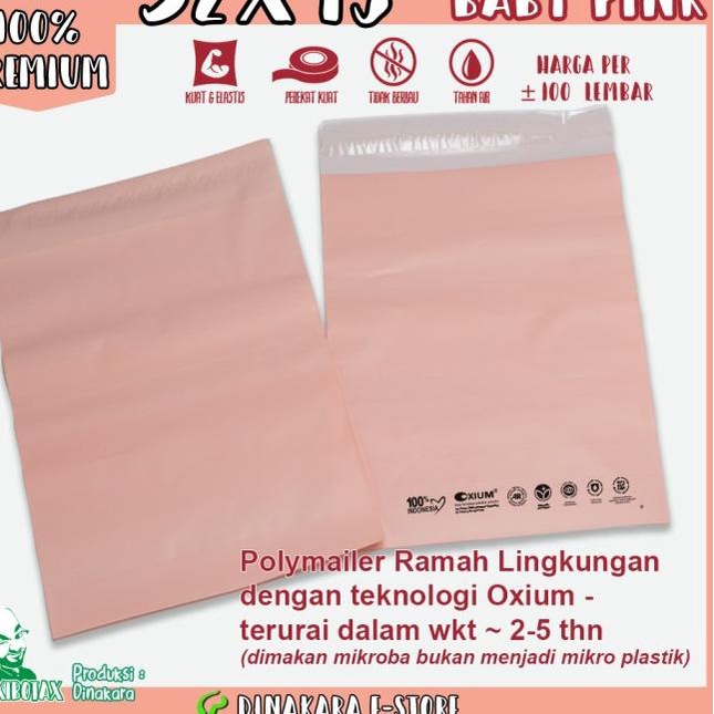 

Polymailer Baby Pink 32x45 Premium - Ramah Lingkungan (isi +/- 100 pcs
