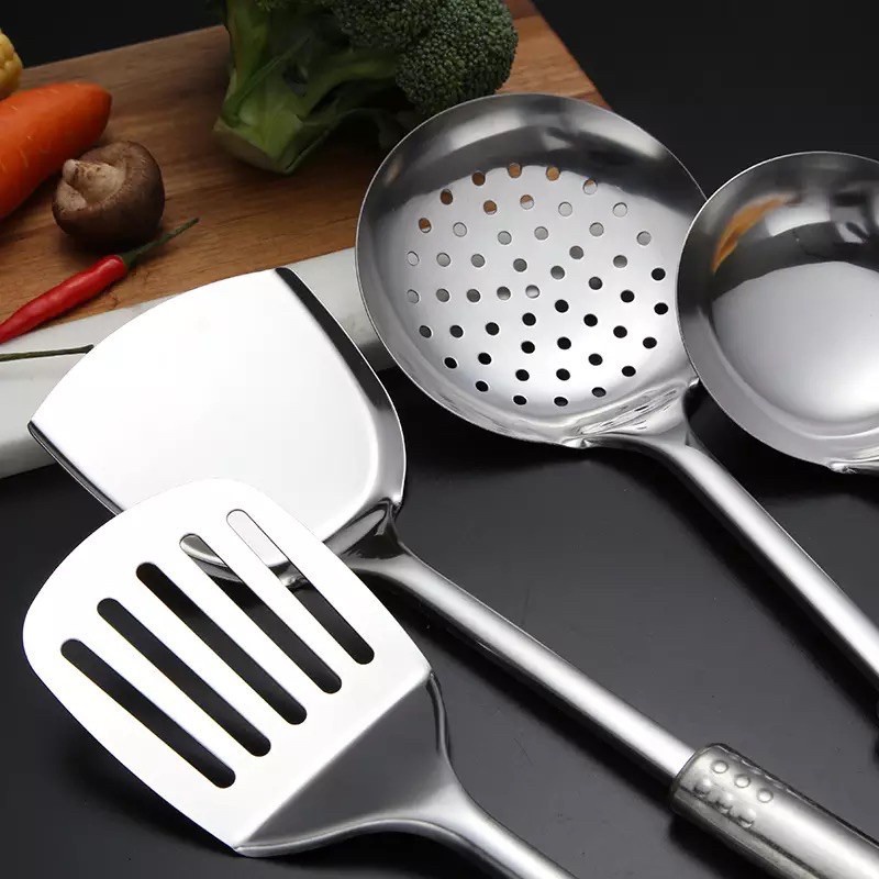 Spatula Sutil Set 4 in 1 Alat Masak Lengkap Stainless Steel Anti Karat Steinless Isi 4 Kitchen Tools Sodet All In One Murah Irus Bolong Scoop Centong Sayur Besar Stenlis Tebal