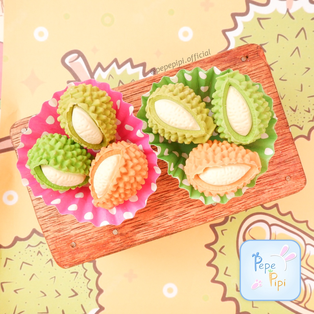 Penghapus 3D Durian Mini 1 Set Setip Stip Eraser Hapusan Duren