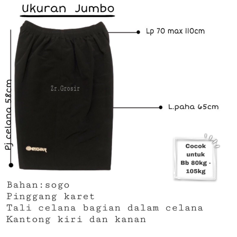 Celana Pendek Pria Wanita Super jumbo Big Size XXXL- XXXXL