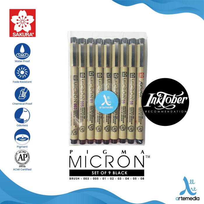 

[COD AKTIF] Drawing Pen Sakura Pigma Micron Set 9