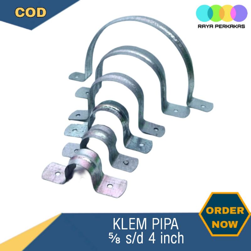 Klem Penyangga Pipa Paralon 5/8 , 1/2 , 3/4 , 1 , 1½ , 2 , 2½ , 3 , 4 Inchi