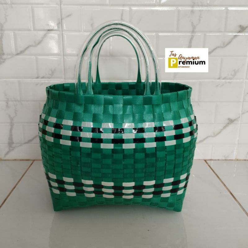 (UK 4 Sarung) Tanggung Oval (23x14x23cm) Tas Anyaman/Tas souvenir/Tas hajatan/Tas Belanja