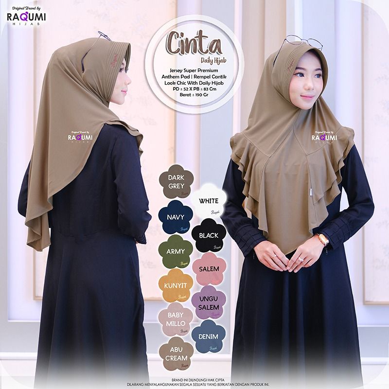 CINTA DAILY HIJAB RAQUMI ORIGINAL | NEW RAQUMI HIJAB | JILBAB JERSEY RAQUMI