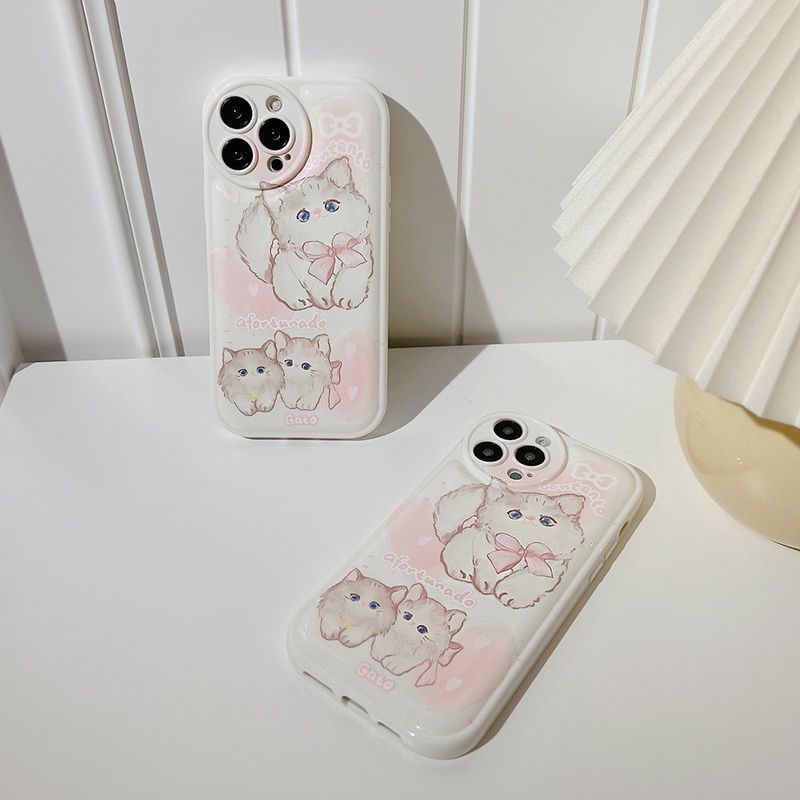 Case glossy iphone 11 Soft case Silikon tpu Motif Kartun Kucing Miao Untuk iphone case 7 8 SE 7+ 8+ X XS XR 12 13