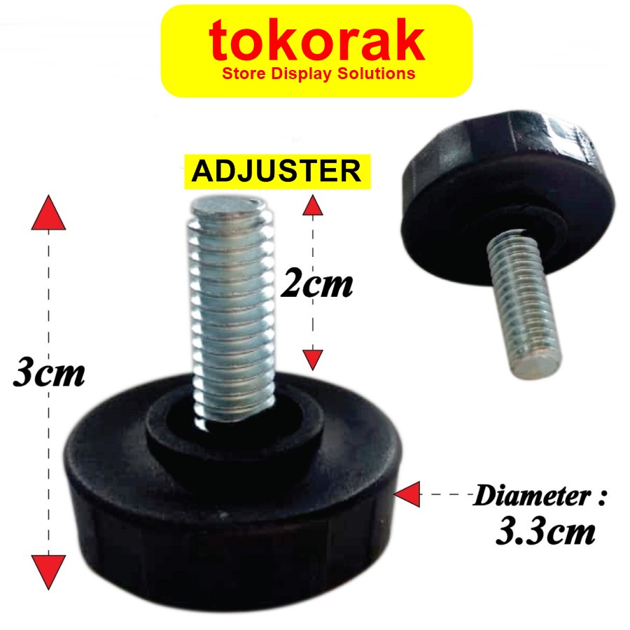 KAKI MEJA SEDANG BAUT PENDEK ADJUSTER 33 MM - KAKI STABIL KURSI