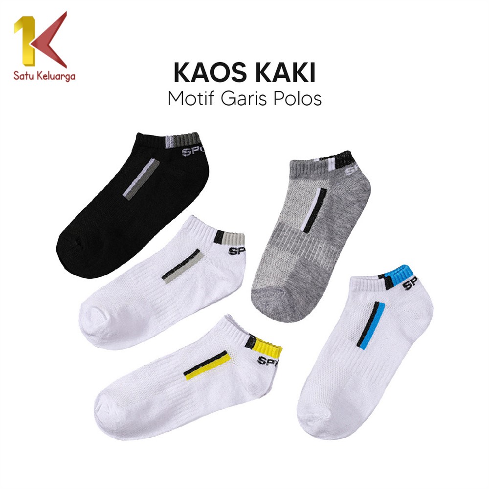 Satu Keluarga Kaos Kaki Motif Garis Polos P256 Kaus Kaki Sport Panjang Diatas Mata Kaki Pria Wanita 