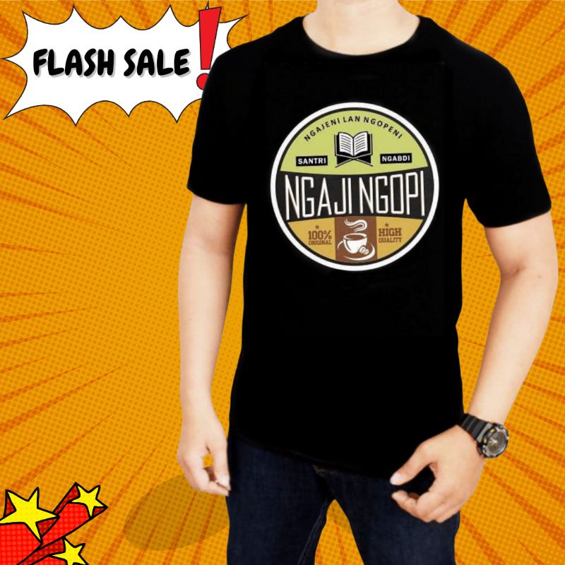 Kaos Ngaji Ngopi / Kaos Ngaji Ngopi Bulat / Kaos Santri Ngopi / Kaos Santri Salafi