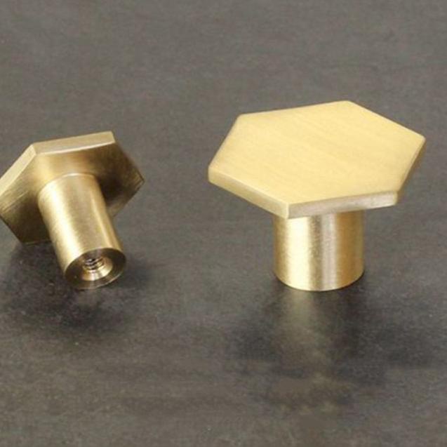 Gold Handle Brass Hexagon Knob Cabinet Pull Tarikan Laci Emas