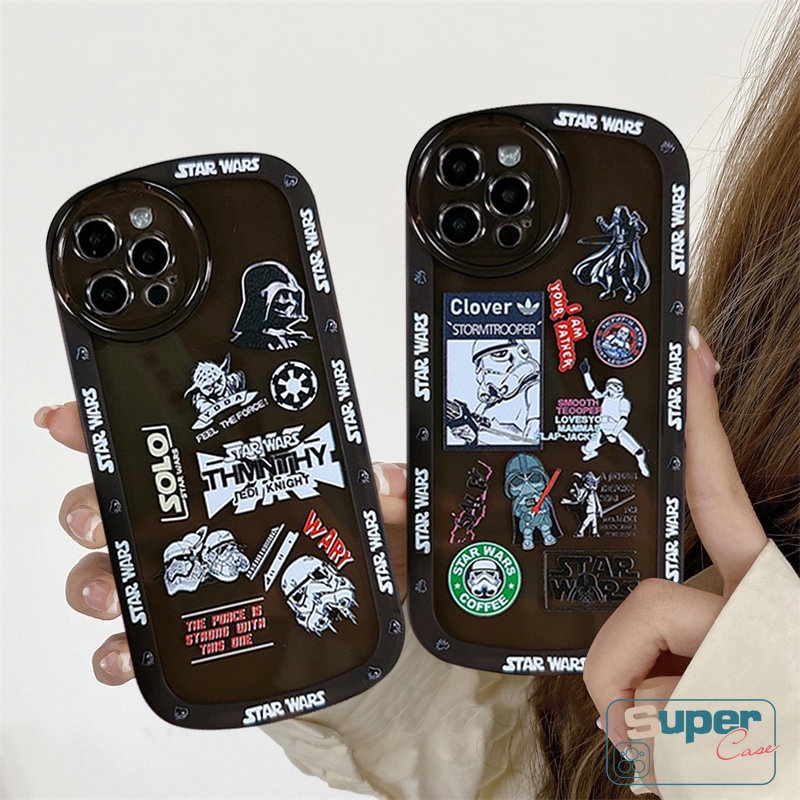 IPHONE Casing Ponsel Kompatibel Untuk Iphone6 6s 78 Plus 11 13 12 14 Pro MAX XR XS MAX X Se2020Brand Trendy Star Wars Fashion Label Airbag Lensa Bulat Lembut Full Cover