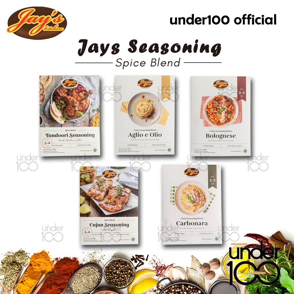 ❤ Under100 ❤ Jay’s Jays Kitchen – Pasta Seasoning Blend 30 g Tandoori Seasoning | Cajun Seasoning | Aglio e Olio | Carbonara | Bolognese | HALAL P-IRT