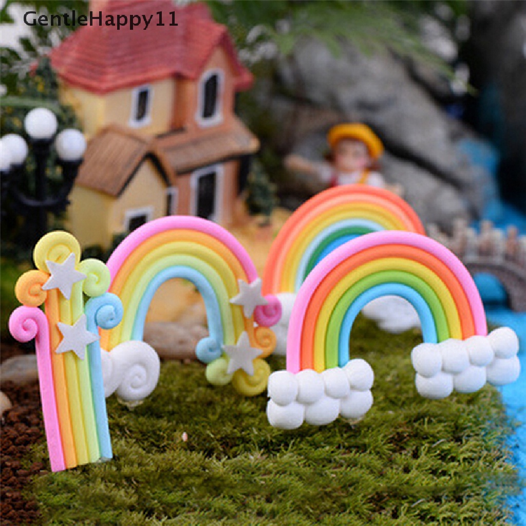 Gentlehappy 4pcs Rain Fairy Garden Micro Landscape Miniatur Dekorasi Taman Peri id