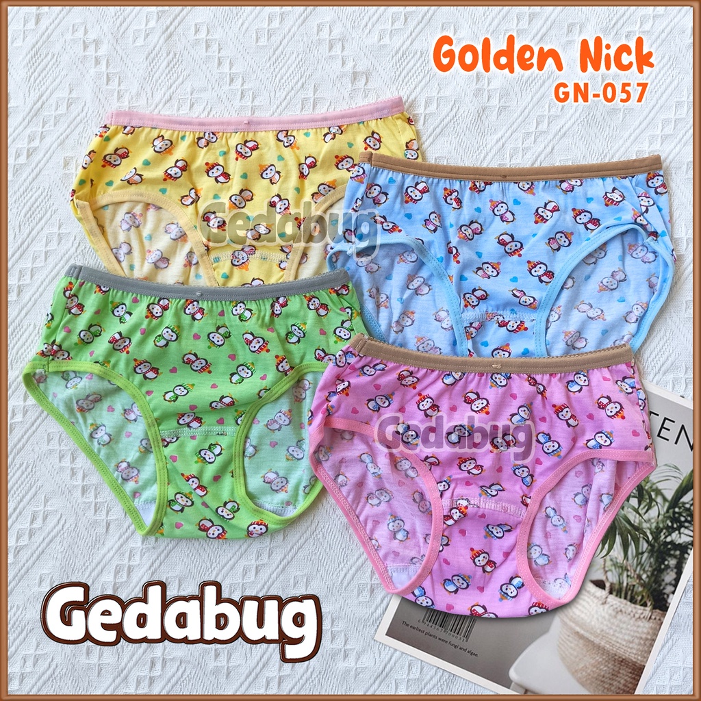 ( 6 Pcs ) Celana Dalam Anak Golden Nick 057 WARNA Print | CD Anak Perempuan | Gedabug