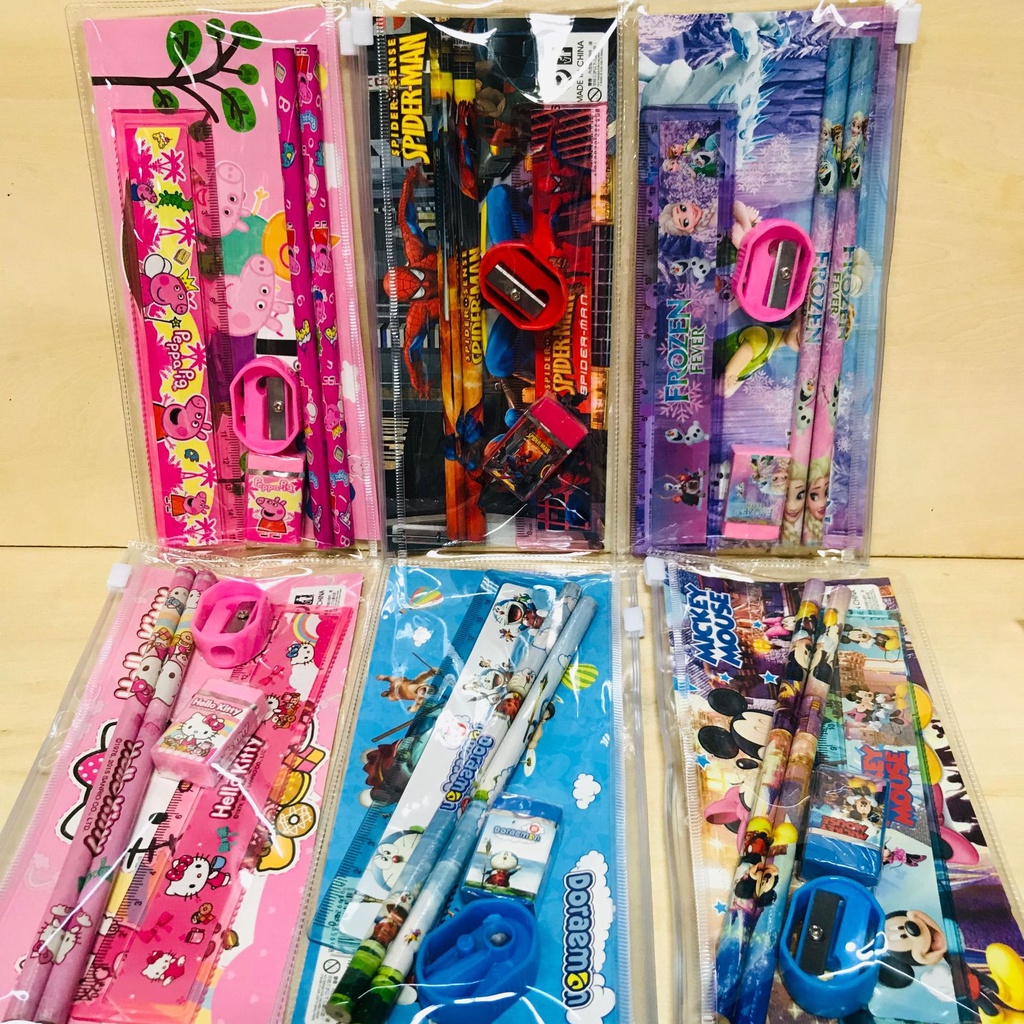 Serenity Alat Tulis Set Stationary Set Karakter Motif Lucu Dino Pensil Pena Penggaris -  ATS07