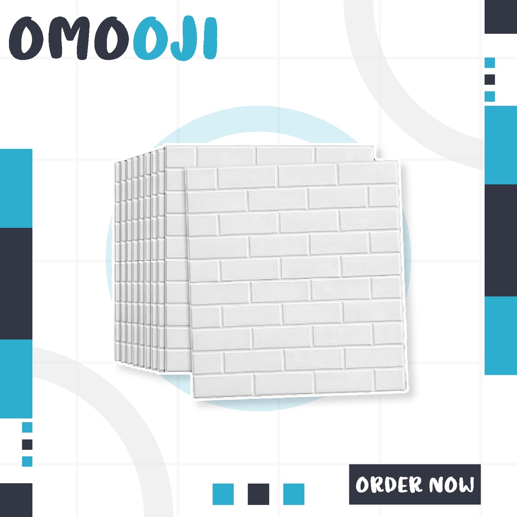Omooji - wallpaper dinding 3D foam bata putih kulit jeruk uk 70x39cm R780 R884