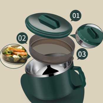 GS7i Xinbaili Kotak Makan Mangkok Lunch Box Stainless Steel 1.5 L Gb4806 Green Ori-YA