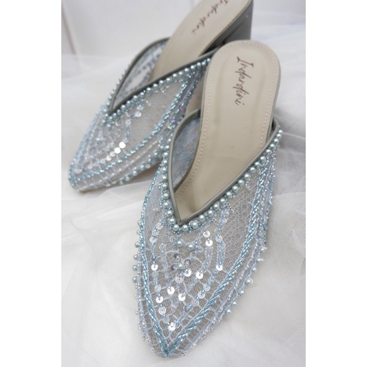 SANDAL PESTA WANITA HEELS 5CM WARNA BIRU byindardini