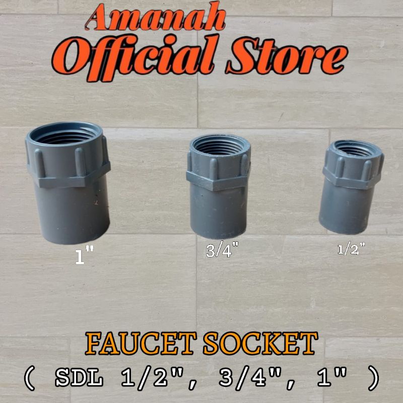 Jual FAUCET socket PVC Jaya TS 1/2" Inch 3/4" Inch 1 Inch Fitting