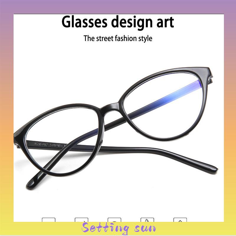 kacamata Korea Wanita Kacamata Anti Radiasi Retro Wanita Fashion Cat Eye Eyeglasses Versatile Optical Glasses UV400 Bingkai TN