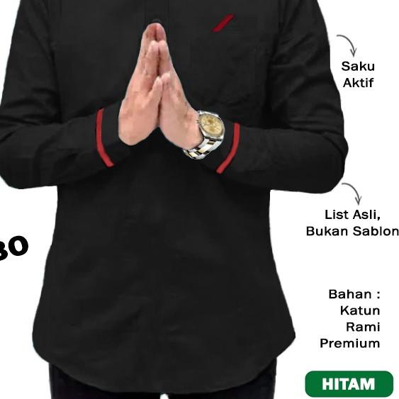 Baju Koko Pria Lengan Panjang QURTA RAJA PAKISTAN RAMI JUMBO - 27751 - Navy, M