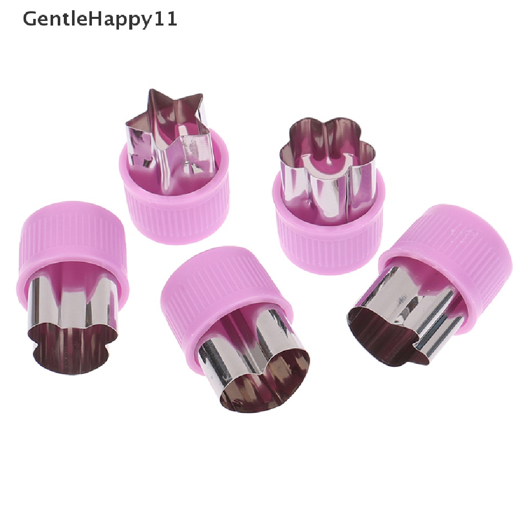 Gentlehappy 5pcs / Set Cetakan Pemotong Buah / Sayur / Bunga / Butterfly Bahan Plastik Untuk Peralatan Dapur