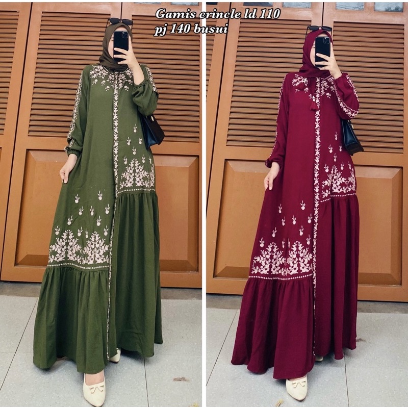 gamis crincle / gamis bordir crincle / gamis crincle bordir