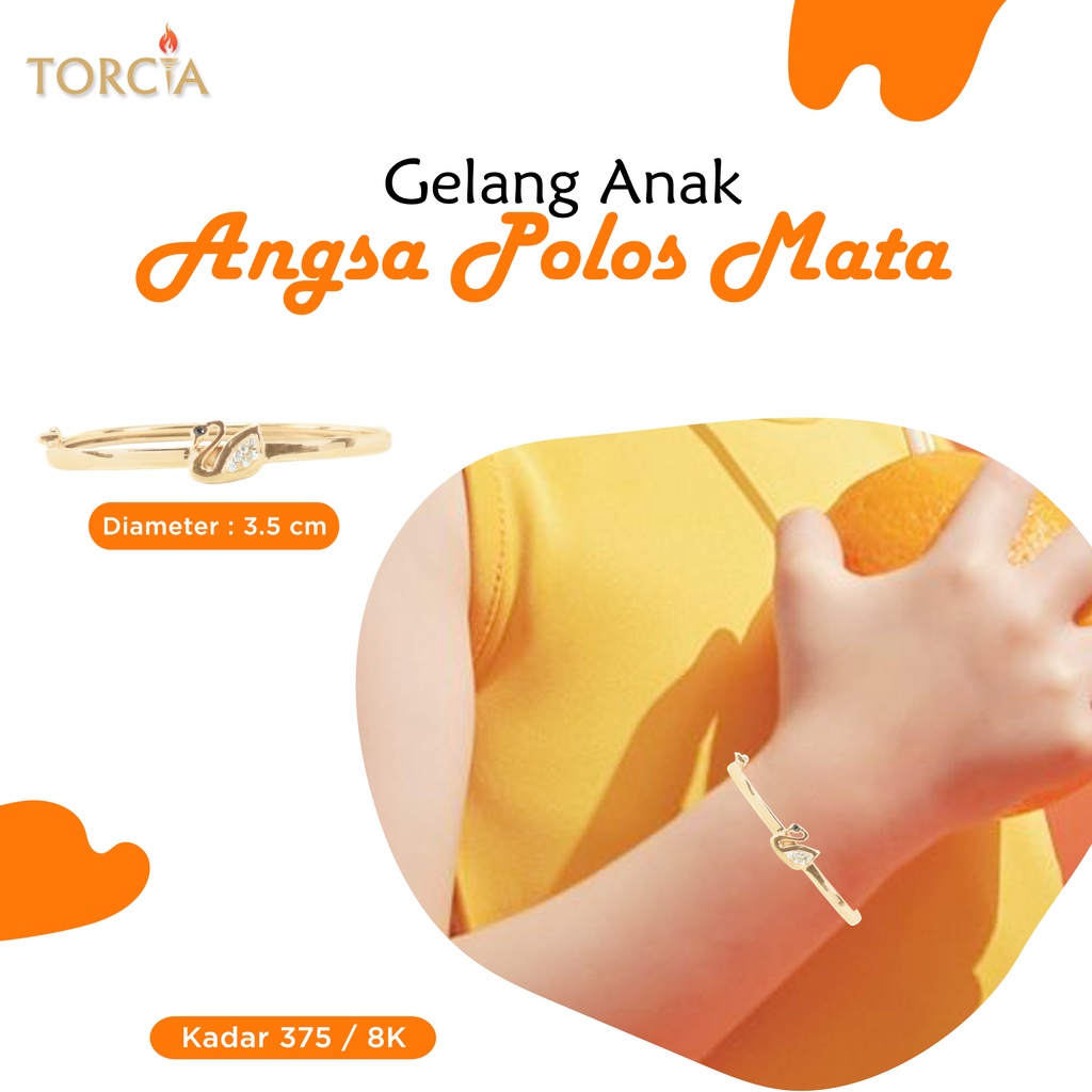 Gelang Bayi dan Anak Emas Asli Angsa Polos Mata Kadar 375 Torcia